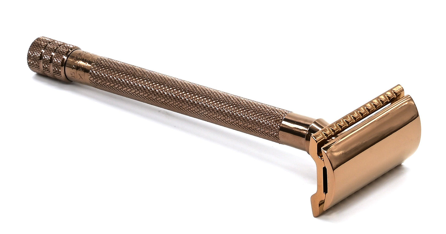 Safety Razor 24003PVD Long Handle Rose Gold Plated