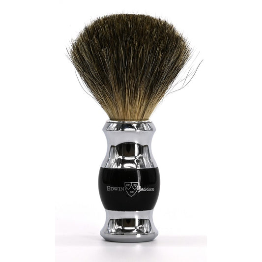 Pure Badger Shaving Brush Imitation Ebony Chrome Plated 81SB366CR