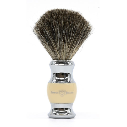 Pure Badger Shaving Brush Imitation Ivory Chrome Plated 81SB367CR