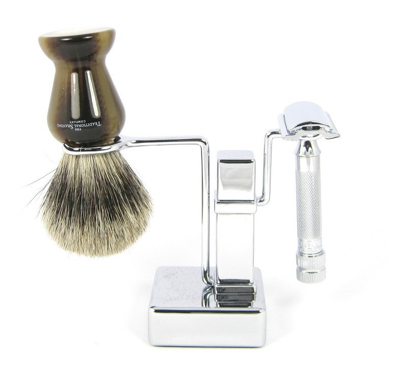 Cube Razor Cube Chrome Stand For Razor And Shaving Brush £33.00 – Traditional Shaving