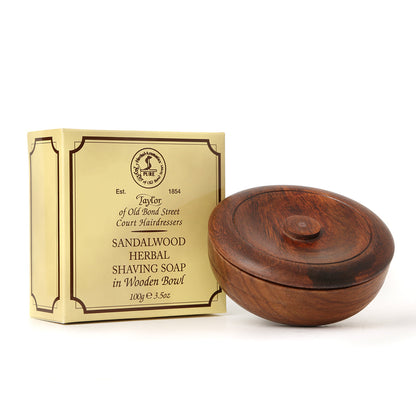 Sandalwood Solid Shaving Soap in Wood Bowl 100g