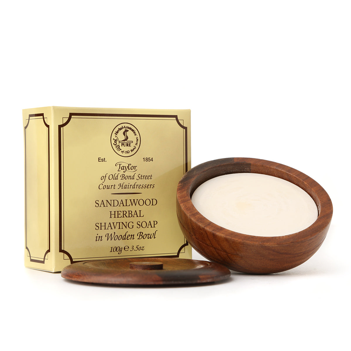 Sandalwood Solid Shaving Soap in Wood Bowl 100g