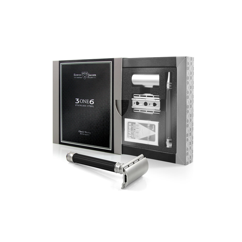 DE 3ONE6 Stainless Steel Safety Razor Black DESSGA6BL