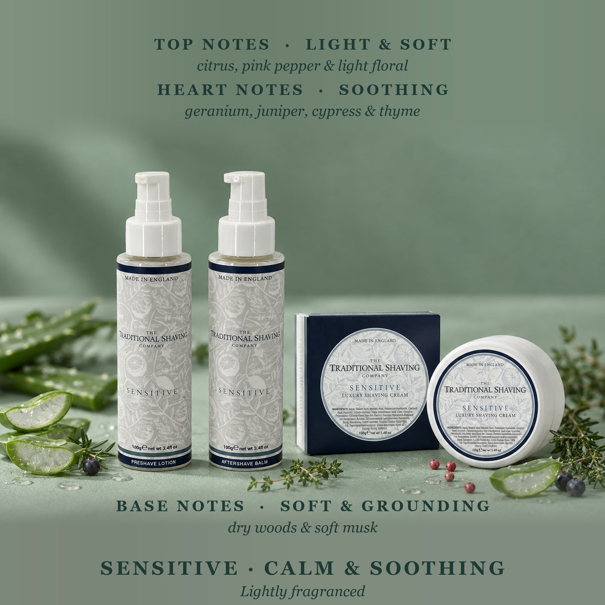 Sensitive fragrance notes: top, heart and base